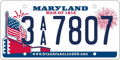 MD license plate 3AA7807