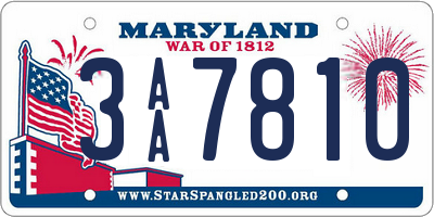 MD license plate 3AA7810