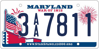 MD license plate 3AA7811