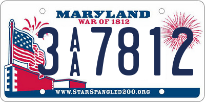 MD license plate 3AA7812