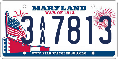 MD license plate 3AA7813