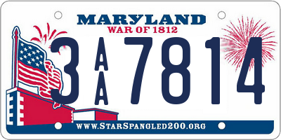 MD license plate 3AA7814