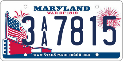 MD license plate 3AA7815