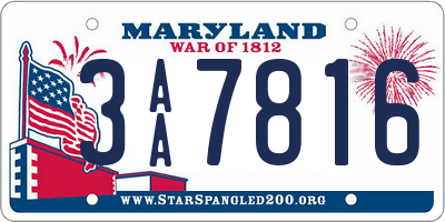 MD license plate 3AA7816