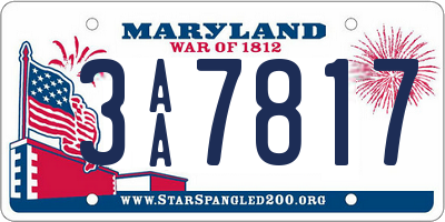 MD license plate 3AA7817