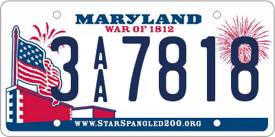 MD license plate 3AA7818