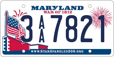 MD license plate 3AA7821