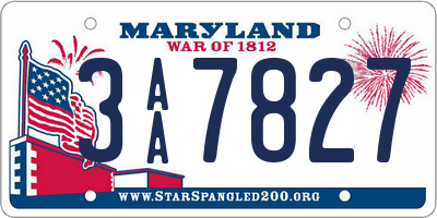 MD license plate 3AA7827