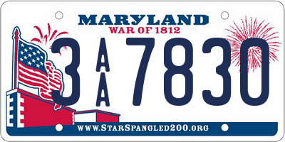 MD license plate 3AA7830