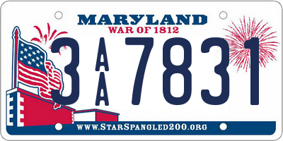 MD license plate 3AA7831