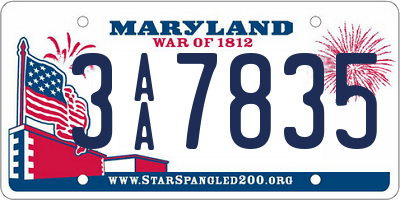 MD license plate 3AA7835