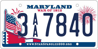 MD license plate 3AA7840