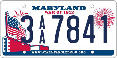 MD license plate 3AA7841