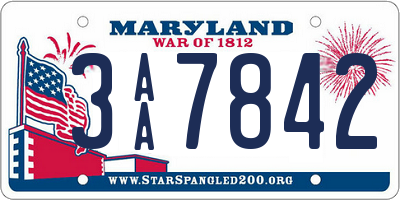 MD license plate 3AA7842