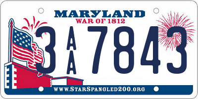 MD license plate 3AA7843