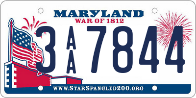 MD license plate 3AA7844