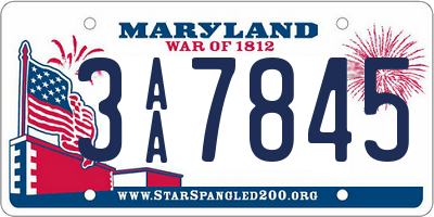 MD license plate 3AA7845