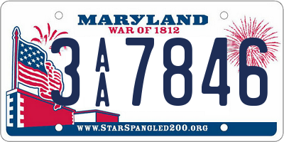 MD license plate 3AA7846