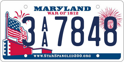 MD license plate 3AA7848