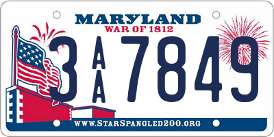 MD license plate 3AA7849