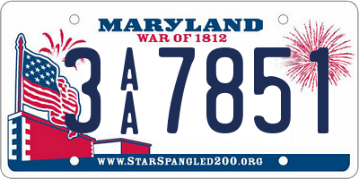 MD license plate 3AA7851