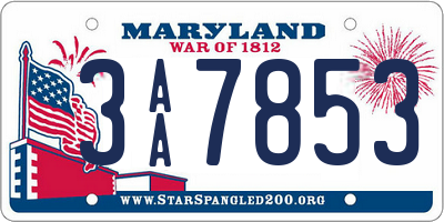 MD license plate 3AA7853