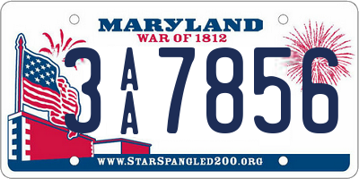 MD license plate 3AA7856