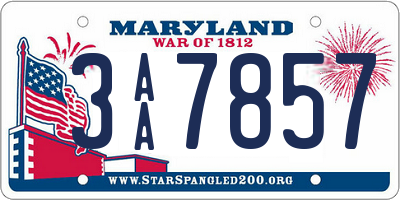 MD license plate 3AA7857