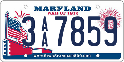 MD license plate 3AA7859