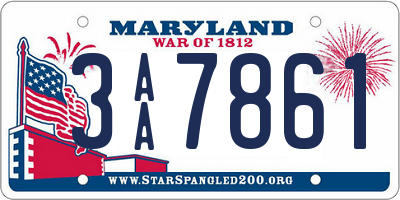 MD license plate 3AA7861