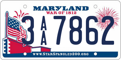 MD license plate 3AA7862