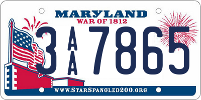 MD license plate 3AA7865