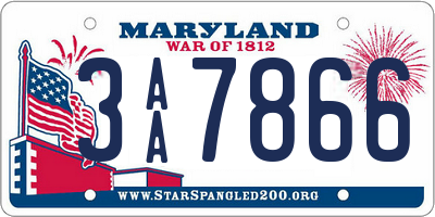 MD license plate 3AA7866