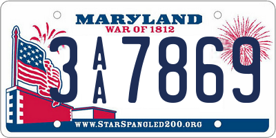 MD license plate 3AA7869