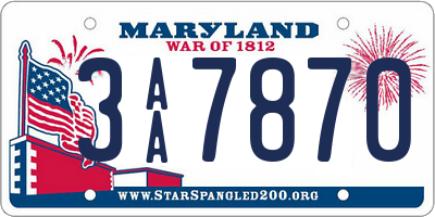 MD license plate 3AA7870