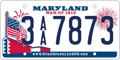 MD license plate 3AA7873