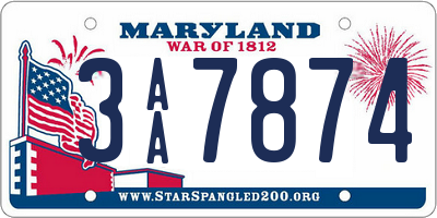 MD license plate 3AA7874