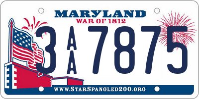 MD license plate 3AA7875