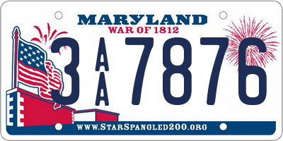 MD license plate 3AA7876