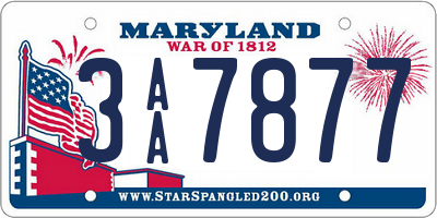 MD license plate 3AA7877