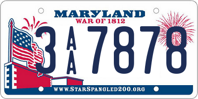 MD license plate 3AA7878