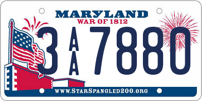 MD license plate 3AA7880