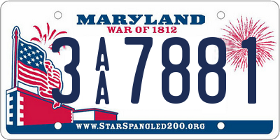 MD license plate 3AA7881