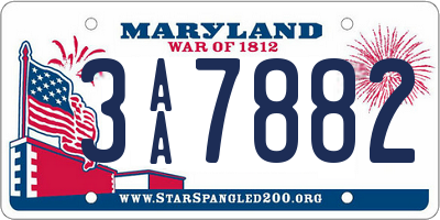 MD license plate 3AA7882