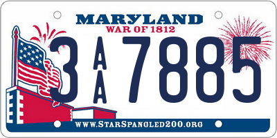 MD license plate 3AA7885