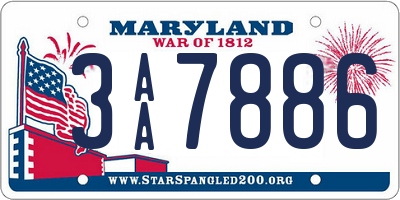 MD license plate 3AA7886