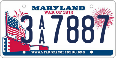 MD license plate 3AA7887