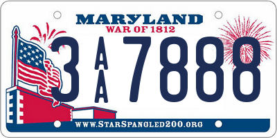 MD license plate 3AA7888