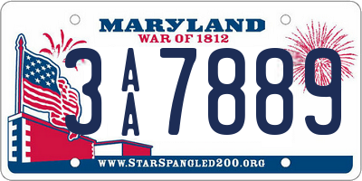 MD license plate 3AA7889