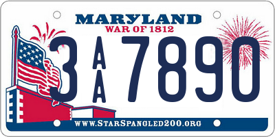 MD license plate 3AA7890